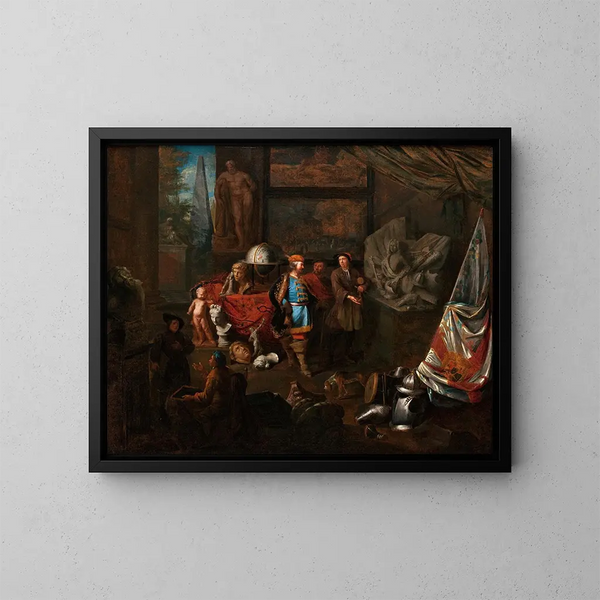 Atelier de un escultor - Balthasar van den Bossche — cuadro enmarcado en la pared