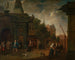 Street theater in the courtyard in Antwerp - Balthasar van den Bossche — artwork view
