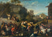 de músicos y figuras danzantes en un paisaje ideal con ruinas y edificios a lo lejos - Escuela de los Bamboccianti — vista de la obra