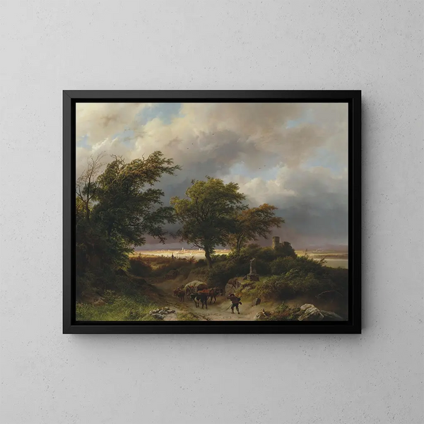 a wooded landscape - Barend Cornelis Koekkoek — framed artwork on a wall