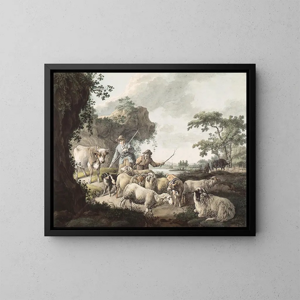 de Pastores con ganado - Barend Hendrik Thier — cuadro enmarcado en la pared