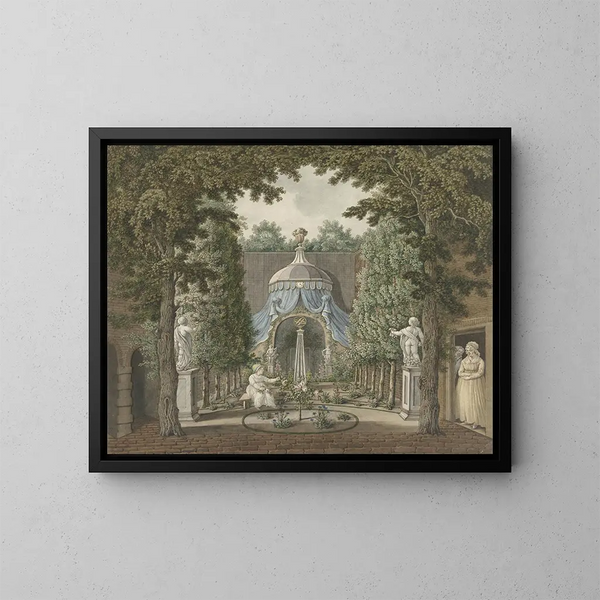Escena de teatro en un jardín urbano - Barend Hendrik Thier — cuadro enmarcado en la pared
