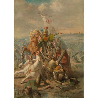 Barend Wijnveld - De hertog van Lotharingen wordt door Dirk III van Holland bij Dordrecht verslagen Anno 1018.webp