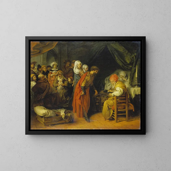 El nacimiento y el nombre de san Juan Bautista - Barent Fabritius — cuadro enmarcado en la pared