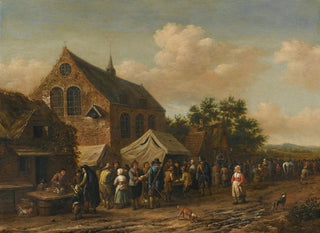 Barent Gael - A Village Market Beside A Church.webp
