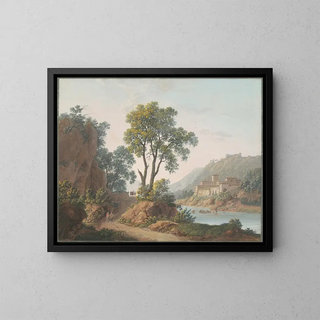 Baron LouisAlbertGuillain Bacler dAlbe - River Landscape with Castles and Travelers.webp