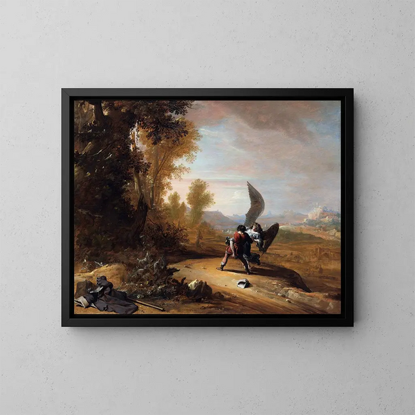 Jacob luchando con el ángel - Bartholomeus Breenbergh — cuadro enmarcado en la pared
