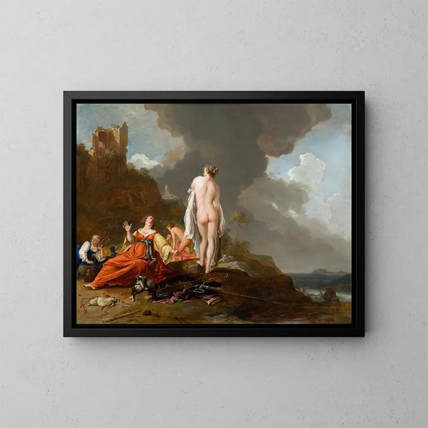 Paisaje con ninfas y Diana - Bartholomeus Breenbergh — cuadro enmarcado en la pared