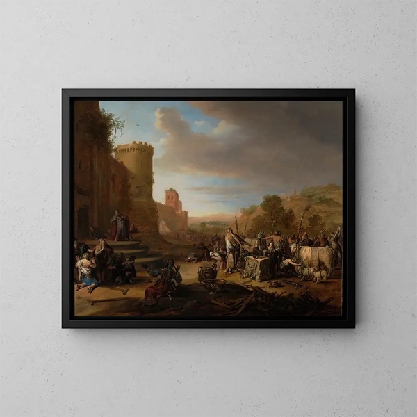 los santos Pablo y Barnabé en Lystra - Bartholomeus Breenbergh — cuadro enmarcado en la pared