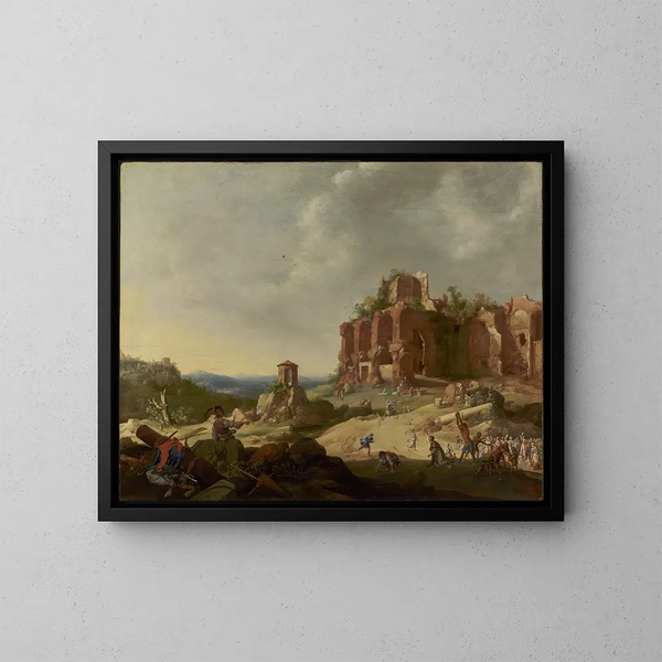 La lapidación de san Esteban - Bartholomeus Breenbergh — cuadro enmarcado en la pared