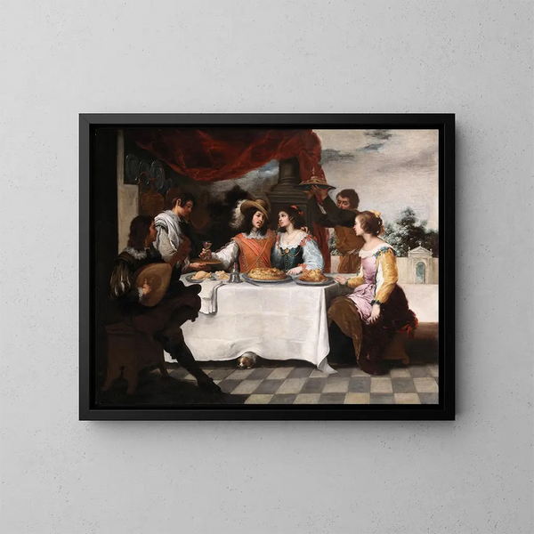 El hijo pródigo en la mesa - Bartolomé Esteban Murillo — cuadro enmarcado en la pared
