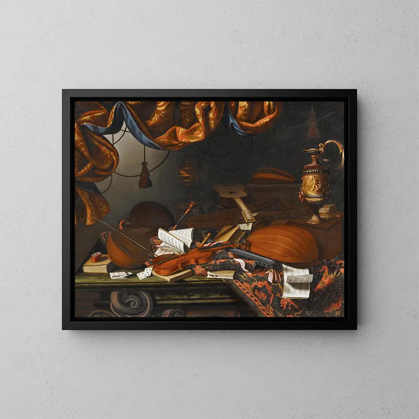Instrumentos musicales - Bartolomeo Bettera — cuadro enmarcado en la pared