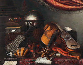 Bartolomeo Bettera - Still Life With Musical Instruments Books And Playing Cards.webp