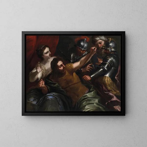 Samson y Dalila - Bartolomeo Biscaino — cuadro enmarcado en la pared