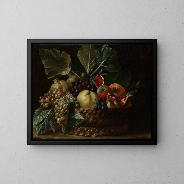 de cesta de frutas - Bartolomeo Cavarozzi — cuadro enmarcado en la pared
