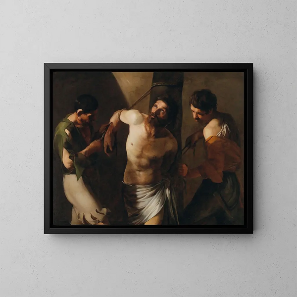 El martirio de san Bartolomé - Bartolomeo Manfredi — cuadro enmarcado en la pared