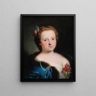 Bartolomeo Nazari - Portrait Of A Lady Bust Length In A White Embroidered Dress And Blue FurLined Cape.webp