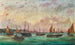 El Steamer a altos mástiles UNION bajo la bandera comercial austro-húngara entre muchos barcos de pesca frente a Piran, Eslovenia - Basilio Ivankovic — vista de la obra