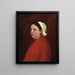 Portrait of Senyora Anita in a red dress - Benet Mercadé — framed artwork on a wall