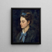 Portrait of Teresita wearing blue bows - Benet Mercadé — framed artwork on a wall