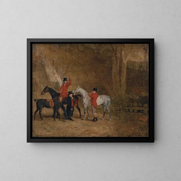 Escena de caza del zorro - Benjamin Marshall — cuadro enmarcado en la pared