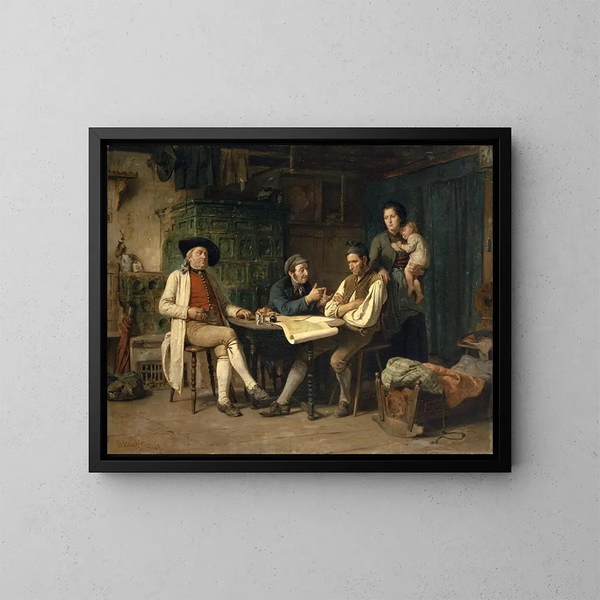 El campesino endeudado - Benjamin Vautier — cuadro enmarcado en la pared