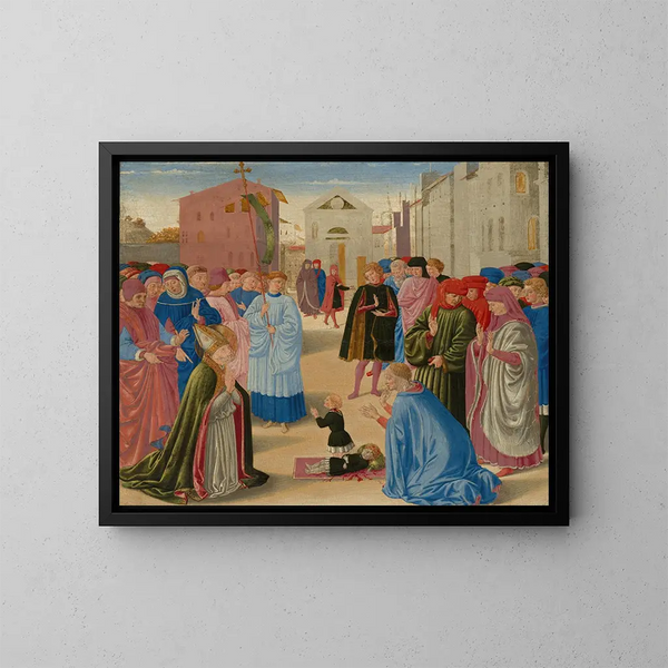 San Zénobe resucitando a un niño muerto - Benozzo Gozzoli — cuadro enmarcado en la pared