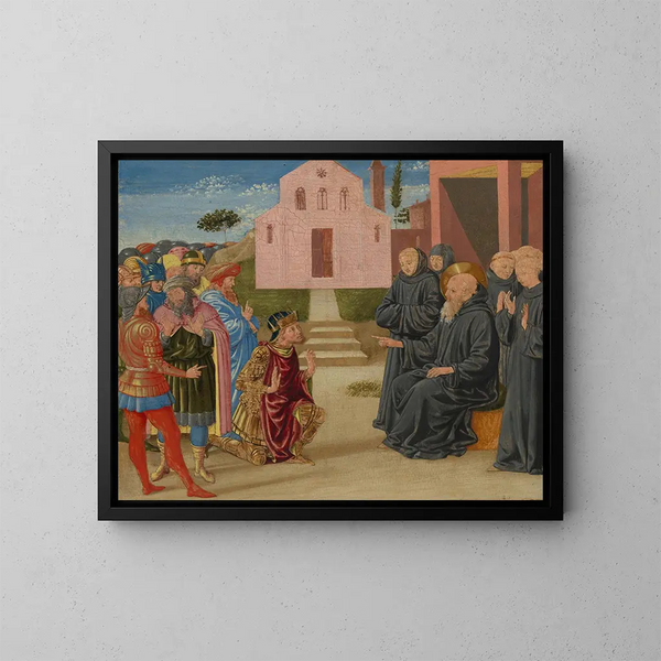 Totila frente a San Benito - Benozzo Gozzoli — cuadro enmarcado en la pared