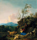 Pastores y su rebaño en un vasto paisaje - Jan Baptist Wolfaerts — vista de la obra