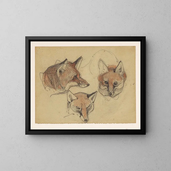 Tres cabezas de zorro - Bernard Willem Wierink — cuadro enmarcado en la pared