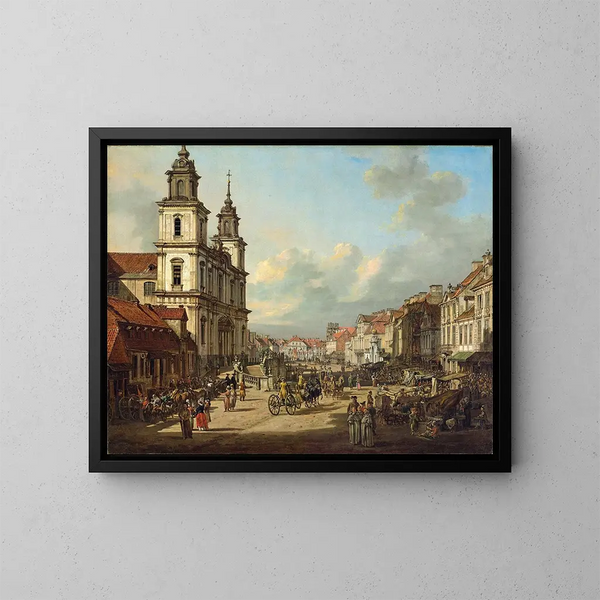 la iglesia de la Santa Cruz en Varsovia - Bernardo Bellotto — cuadro enmarcado en la pared