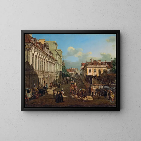 Calle Miodowa en Varsovia - Bernardo Bellotto — cuadro enmarcado en la pared
