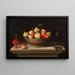Still life with apples and pears in a basket - Bernardo Polo — framed artwork on a wall