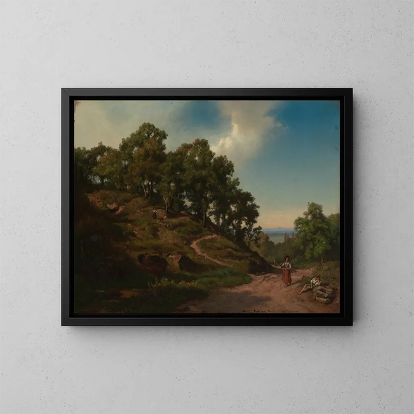 Italian landscape painting - Bernhard Fries — framed artwork on a wall