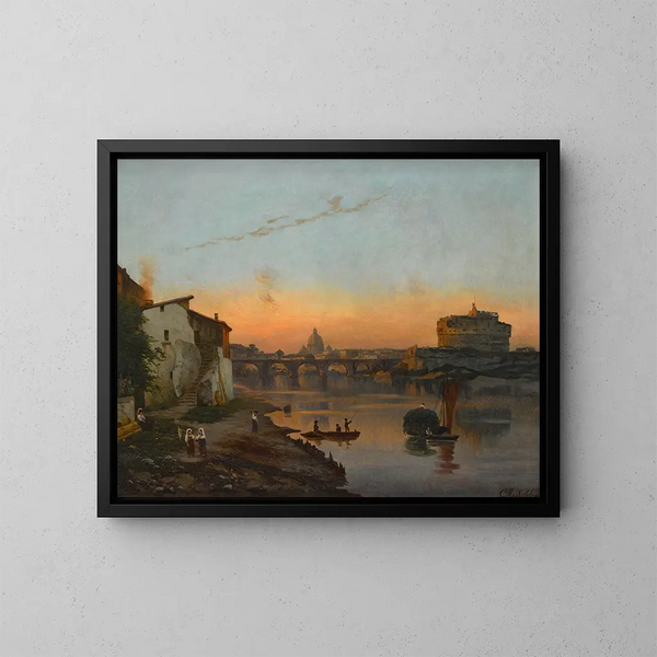 Vue de la basilique Saint-Pierre et du château Saint-Ange, Rome - Bernhard Karl Mackeldey — cuadro enmarcado en la pared