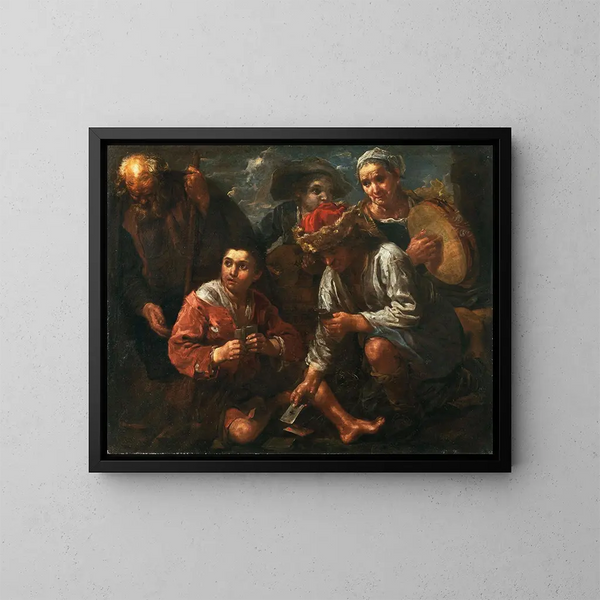 Los jugadores de cartas - Bernhard Keil — cuadro enmarcado en la pared