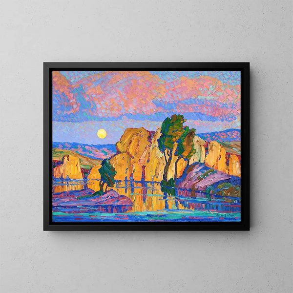 Lever de luna tardío en Wild Horse Creek - Birger Sandzén — cuadro enmarcado en la pared