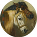 Bons Amigos Estudio de Dos Caballos en un Establo - John Frederick Herring Snr — presentado en un interior
