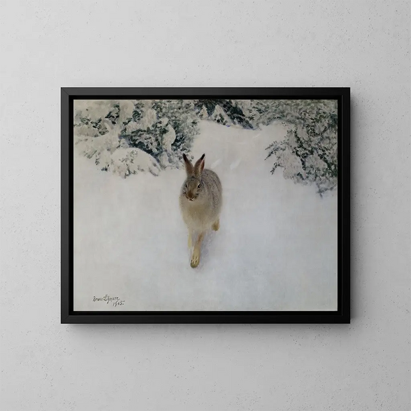 Liebre en invierno - Bruno Liljefors — cuadro enmarcado en la pared