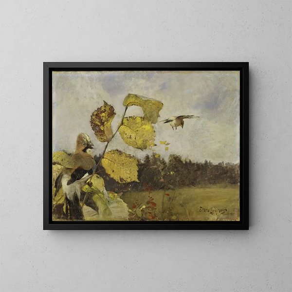 Geais - Bruno Liljefors — framed artwork on a wall