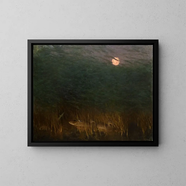 Night Mood with Wild Ducks - Bruno Liljefors — framed artwork on a wall