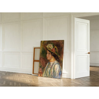 Reproduction Buste de Femme, Chapeau de Paille Garni - Pierre-Auguste Renoir