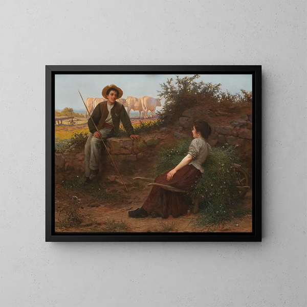 Discussing at the edge of the road - Camille Félix Bellanger — framed artwork on a wall