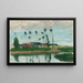 Pueblo junto a un estanque - Camille Pissarro — cuadro enmarcado en la pared