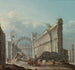 Caprice con figuras delante de las ruinas de una iglesia - Pietro Bellotti — vista de la obra