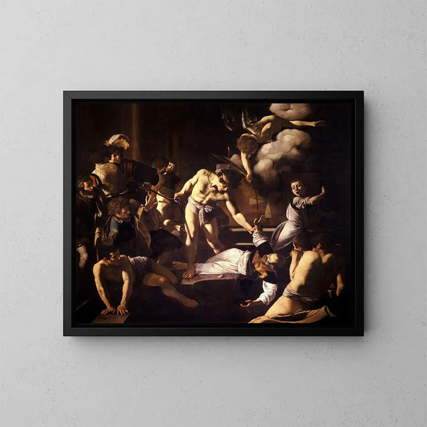 The Martyrdom of Saint Matthew - Caravaggio — framed artwork on a wall