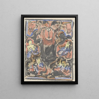 Carel Adolph Lion Cachet - Decoratief ontwerp met bovenaan twee herauten.webp
