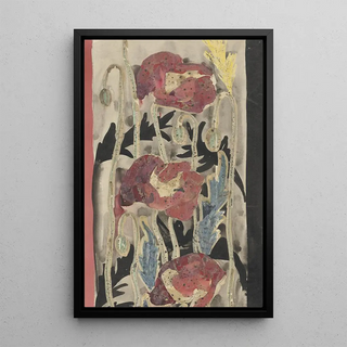 Carel Adolph Lion Cachet - Ontwerp met papavers voor de rand van het wandtapijt Gezicht op de Ponte Vecchio te Florence.webp