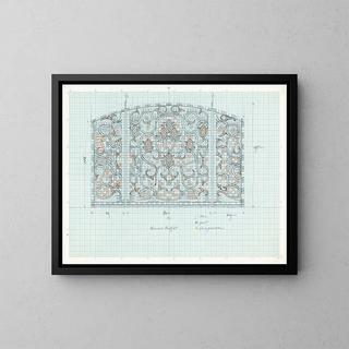 Carel Adolph Lion Cachet - Ontwerp voor decoratief glaspaneel met floraal ornament.webp