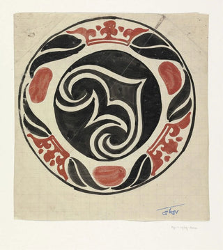 Carel Adolph Lion Cachet - Ontwerp voor gedenkbord bij inhuldiging van koningin Wilhelmina in 1898.webp